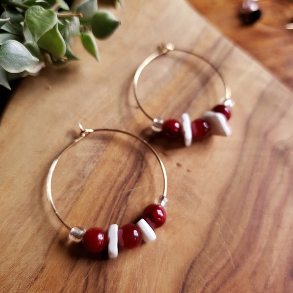 Ashllery Jewelry - Christmas Holiday Fun Rose Gold Glass & Seashells Hoops